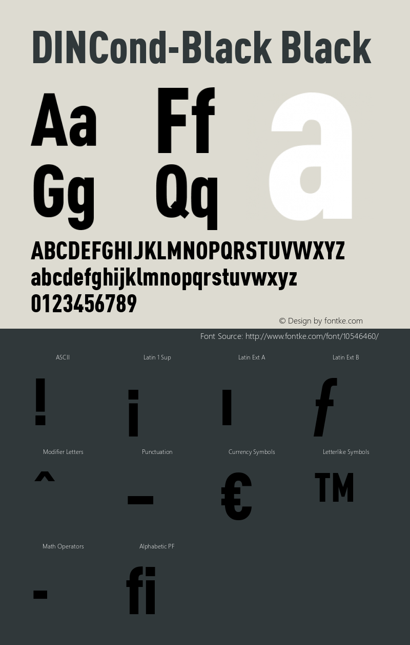 DINCond-Black Black Version 001.000 Font Sample