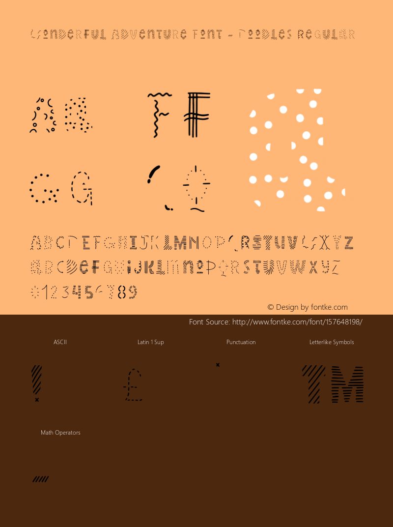 Wonderful Adventure Font - Doodles Regular Version 1.000;hotconv 1.0.109;makeotfexe 2.5.65596 Font Sample