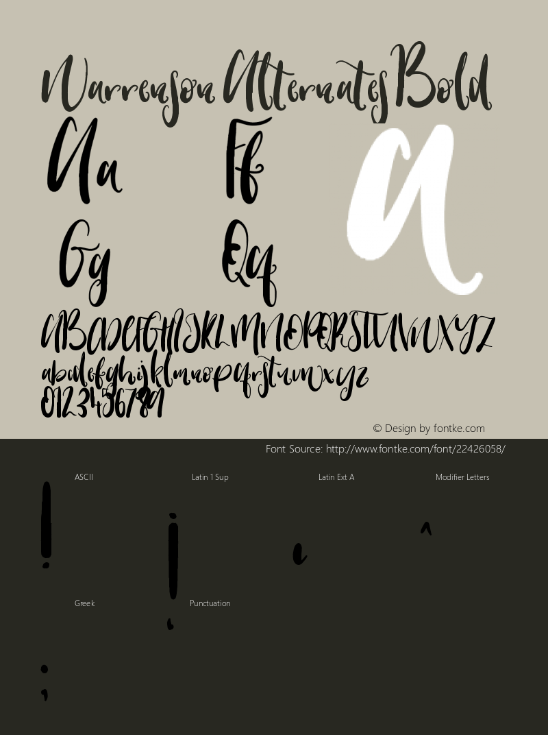 Warrenson Alternates Bold Version 1.00 June 7, 2017, initial release Font Sample