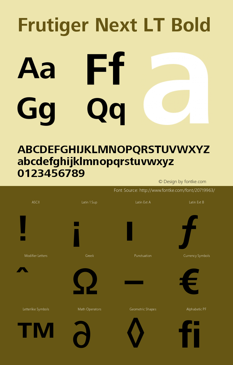 FrutigerNextLT-Bold Version 001.001; t1 to otf conv Font Sample