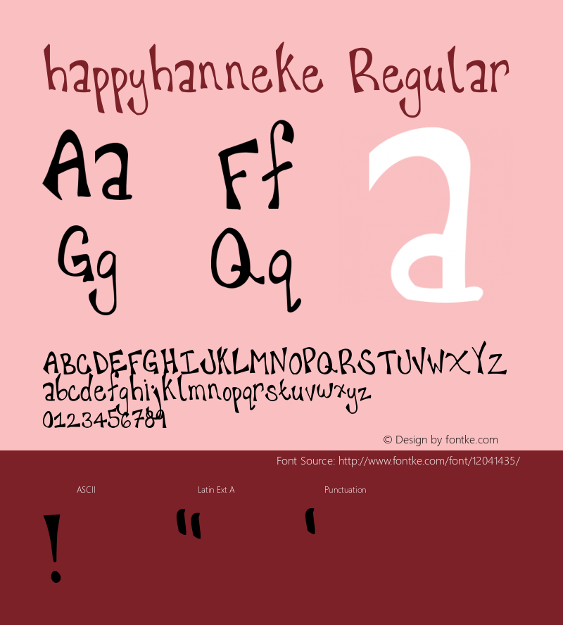 happyhanneke Regular Version 1.000 Font Sample