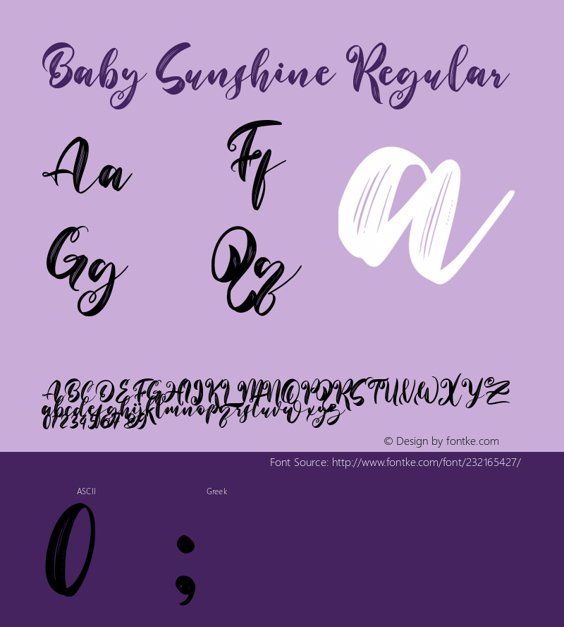 Baby Sunshine - Personal Use Version 1.00;July 7, 2021;FontCreator 11.5.0.2430 64-bit图片样张