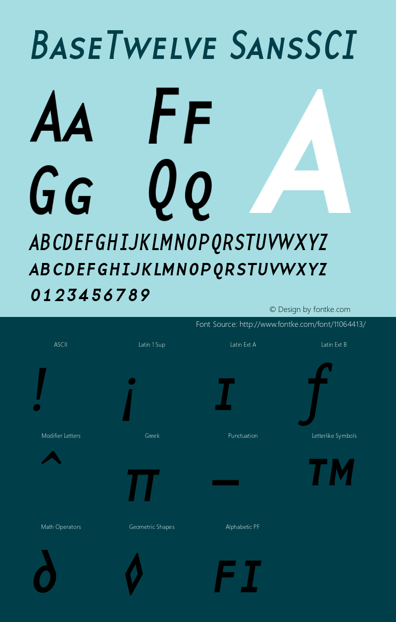 BaseTwelve SansSCI Version 001.000 Font Sample