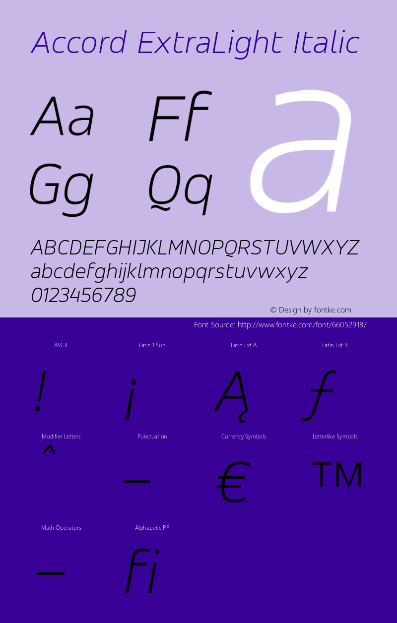 Accord-ExtraLightItalic 001.001 Font Sample