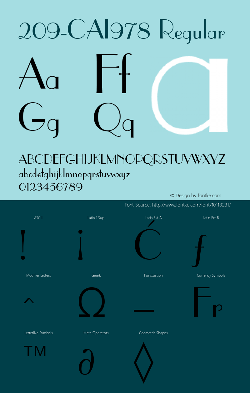 209-CAI978 Regular Version 1.00 January 18, 1993, initial release Font Sample