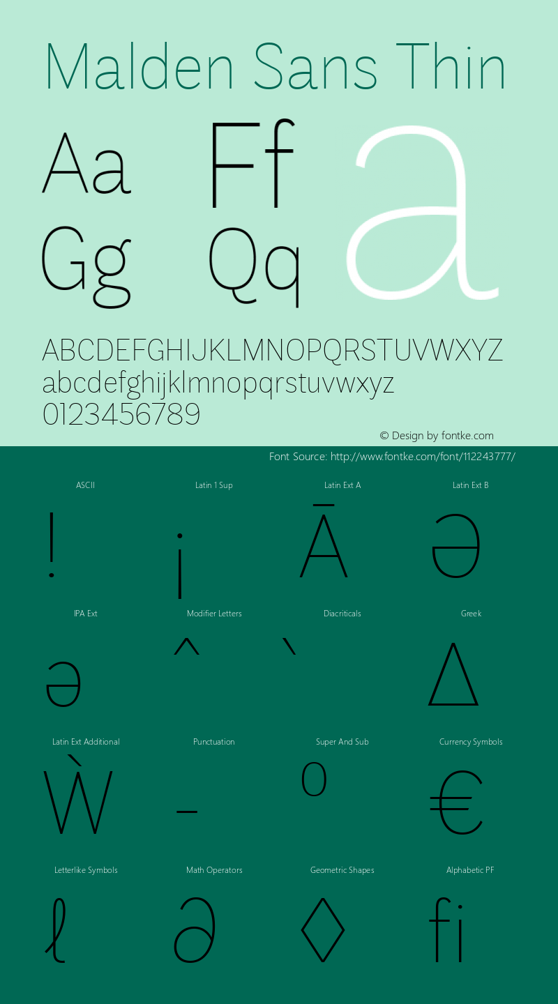 Malden Sans Thin Version 1.00, build 14, s3 Font Sample