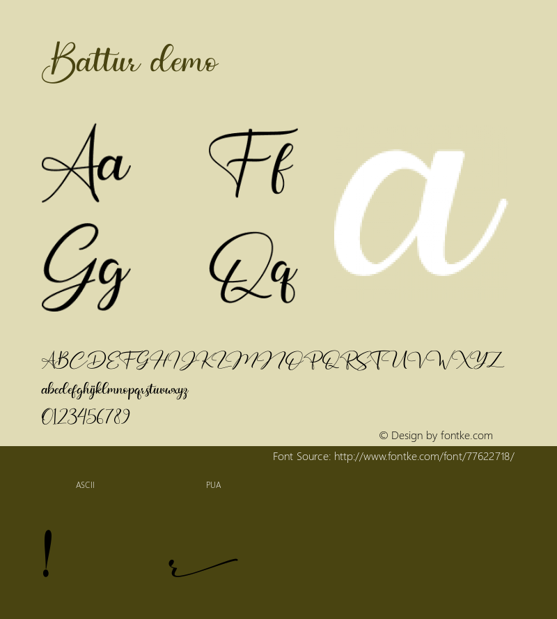 Battur demo Version 001.000 Font Sample