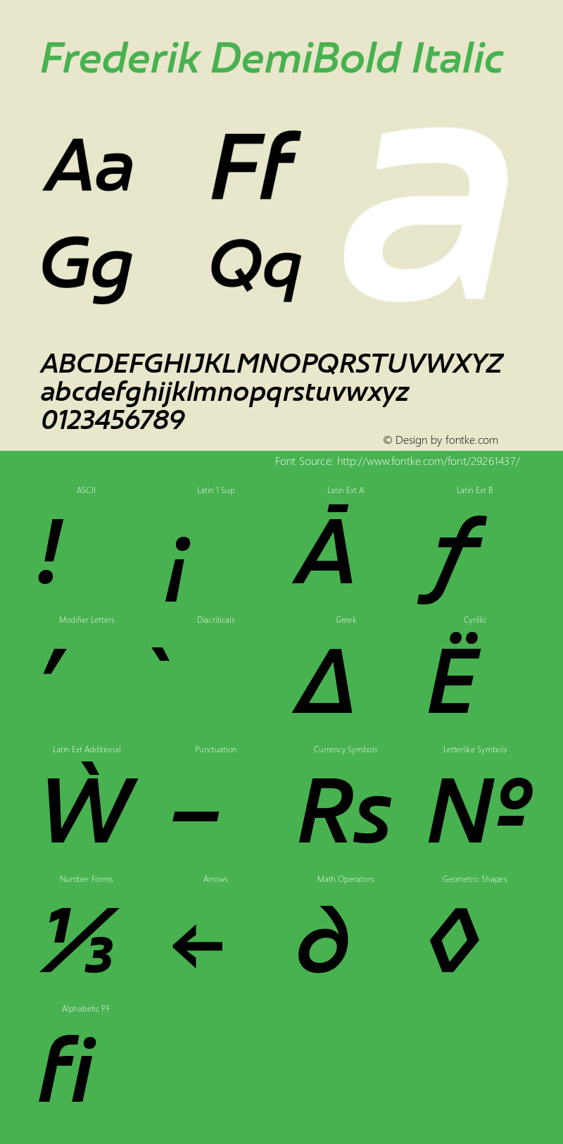 Frederik DemiBold Italic Version 001.000 February 2019;YWFTv17 Font Sample