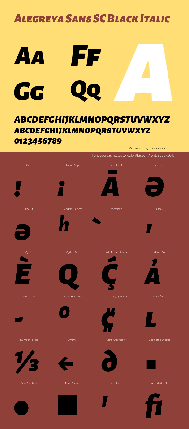 Alegreya Sans SC Black Italic Version 2.001; ttfautohint (v1.6) Font Sample