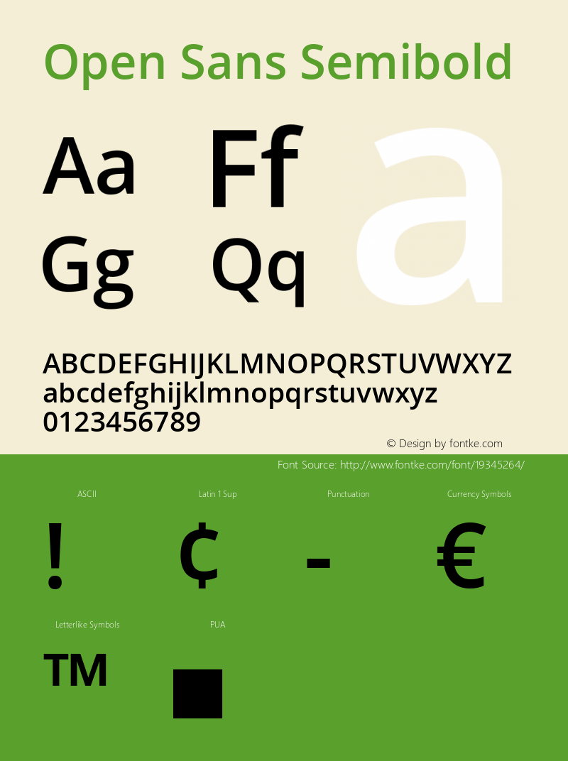 Open Sans Semibold Version 1.10 Font Sample