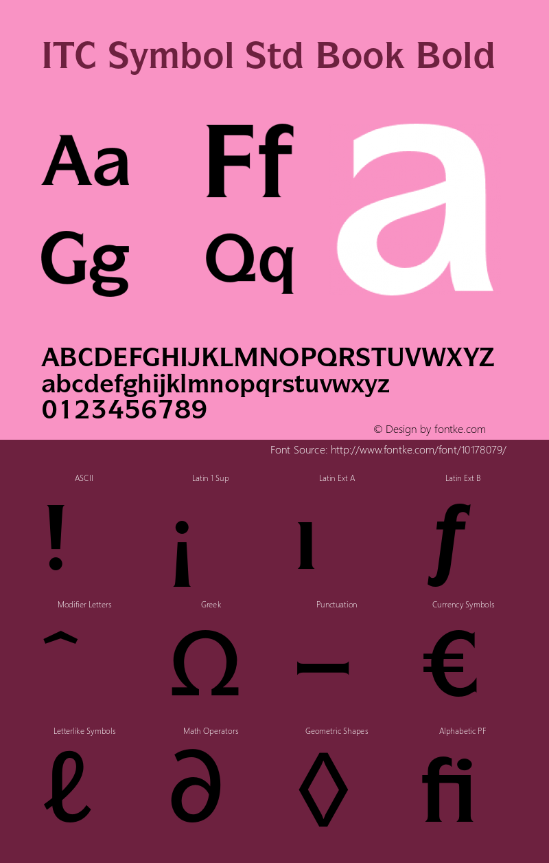 ITC Symbol Std Book Bold OTF 1.018;PS 001.000;Core 1.0.31;makeotf.lib1.4.1585 Font Sample