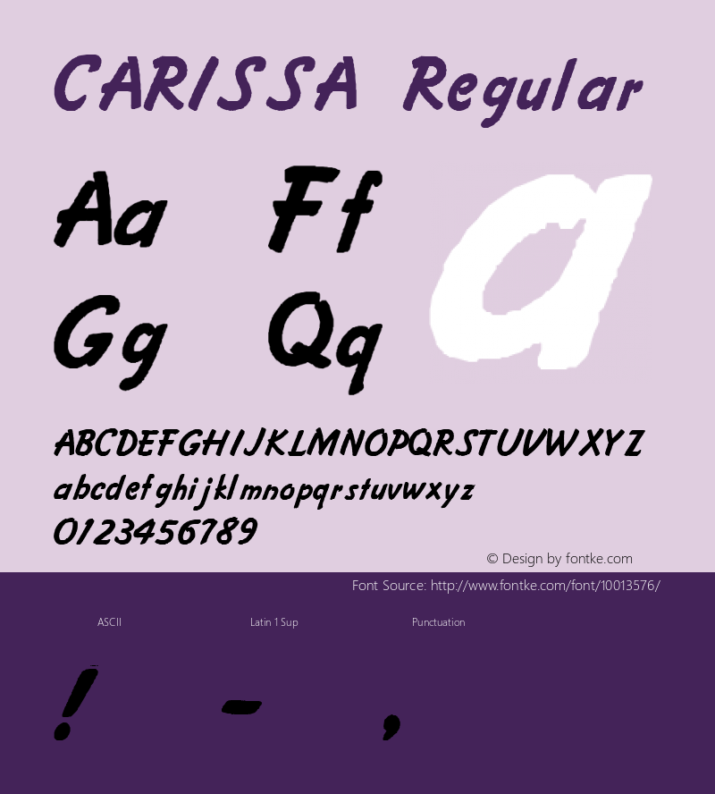 CARISSA Regular Altsys Fontographer 3.5  3/17/97 Font Sample