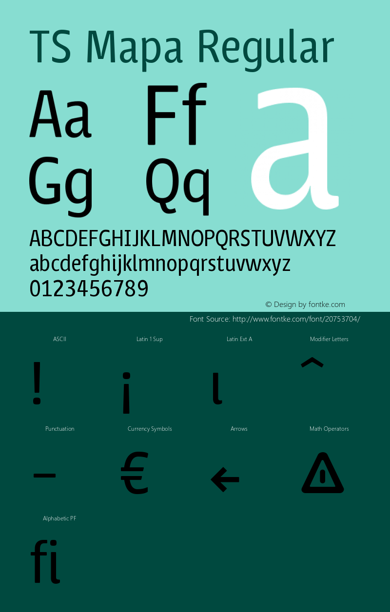 TSMapa-Regular Version 001.001 Font Sample