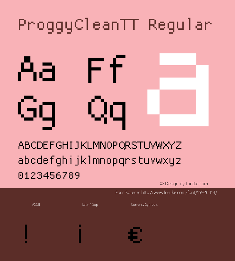 ProggyCleanTT Regular 2004/04/15 Font Sample