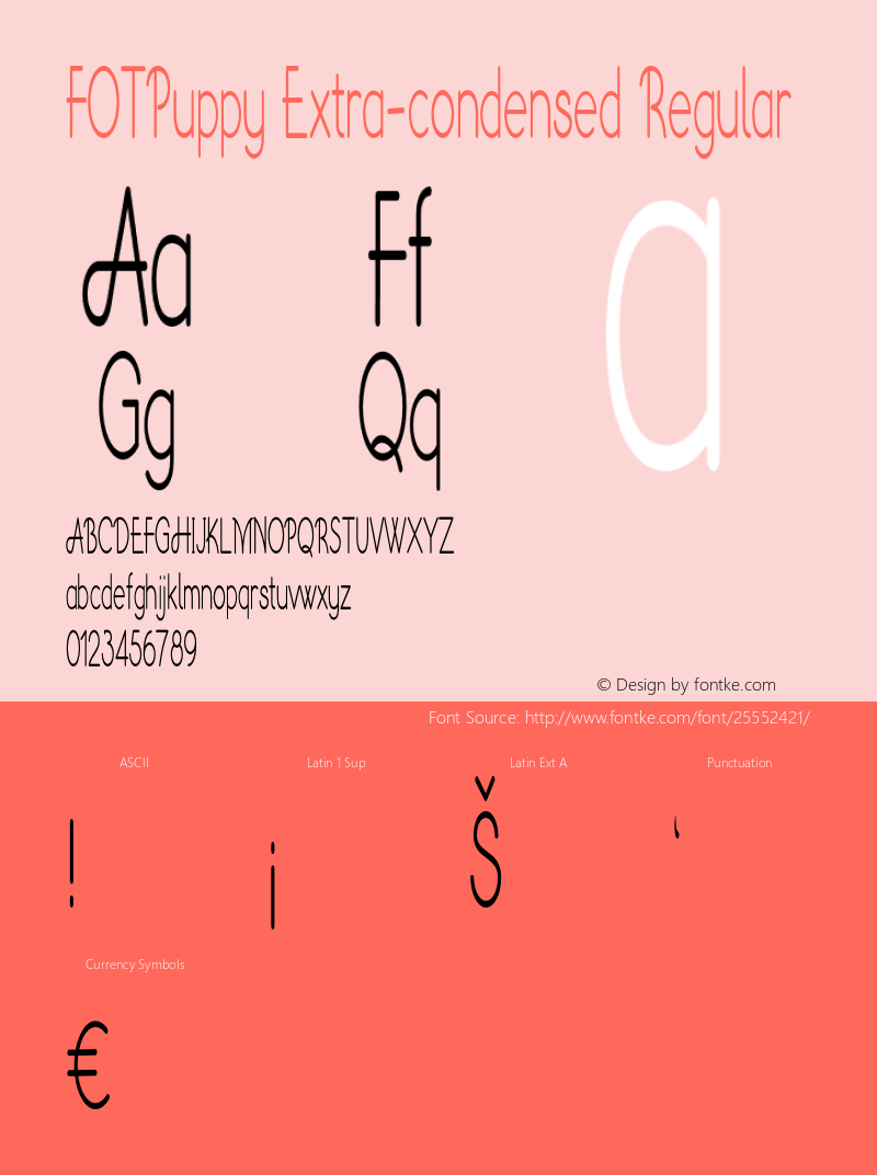 FOTPuppy-ExtracondensedRegular Version 1.000 Font Sample