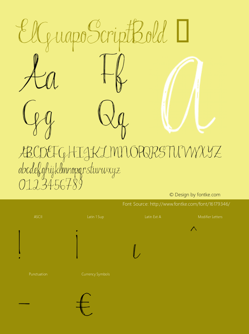 ElGuapoScriptBold ☞ Version 1.00 2015;com.myfonts.easy.anewmachine.el-guapo.script-bold.wfkit2.version.4tqQ Font Sample