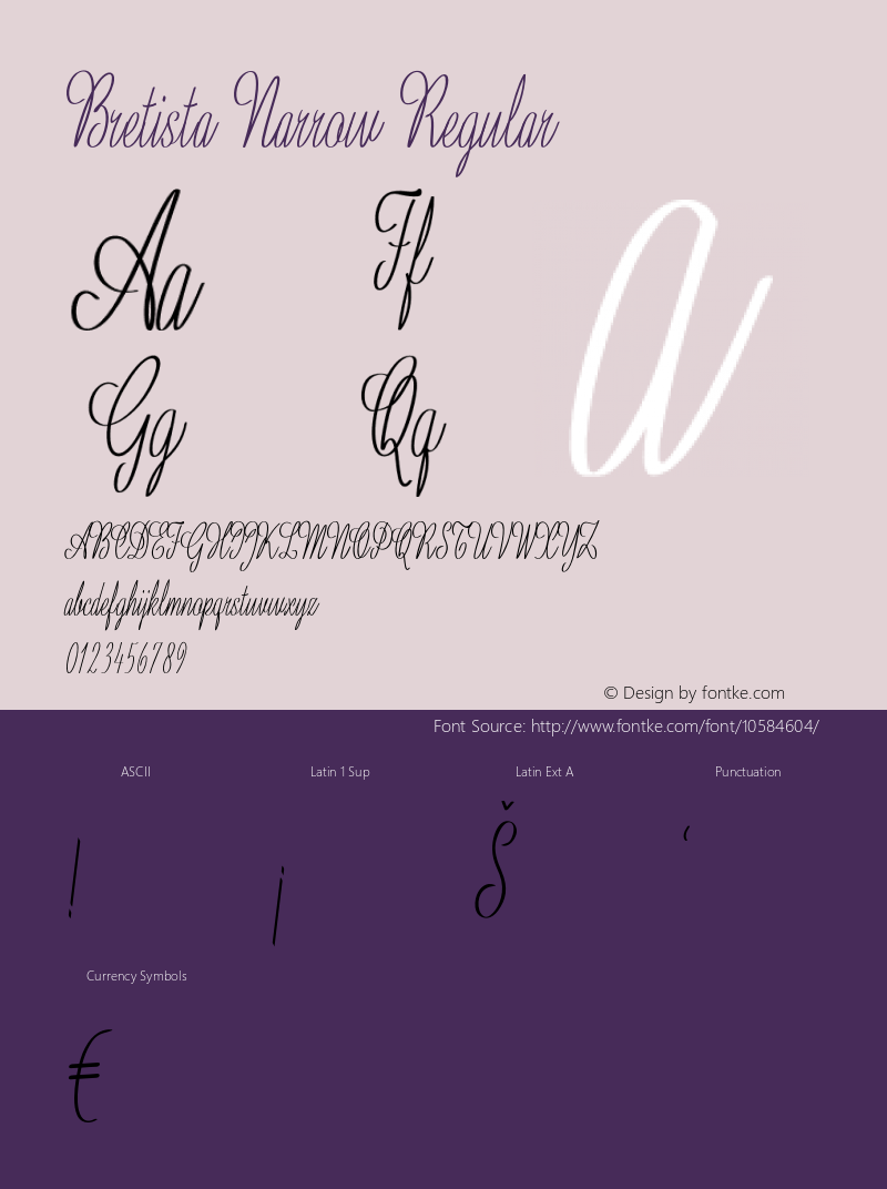 Bretista Narrow Regular Version 1.000 Font Sample