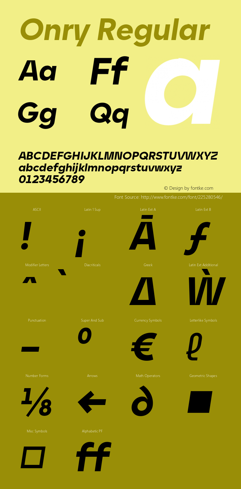 Onry W05 Extra Bold Italic Version 1.00图片样张