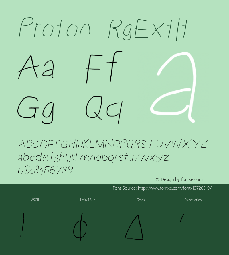 Proton RgExtIt Version 1.017 Font Sample