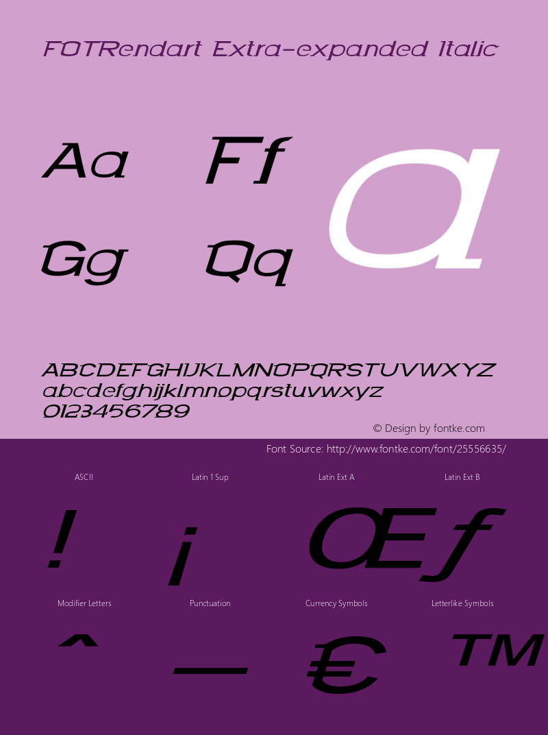 FOTRendart-ExtraexpandedItalic Version 1.000 Font Sample