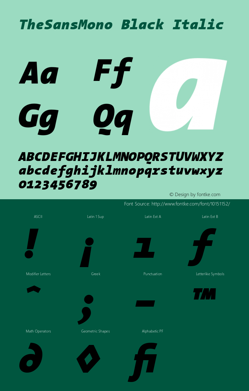 TheSansMono Black Italic Version 001.000 Font Sample