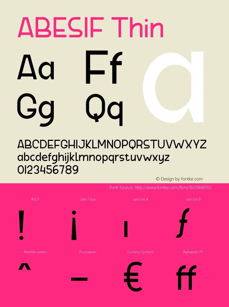 ABESIF Thin Version 1.002;Fontself Maker 3.5.4 Font Sample