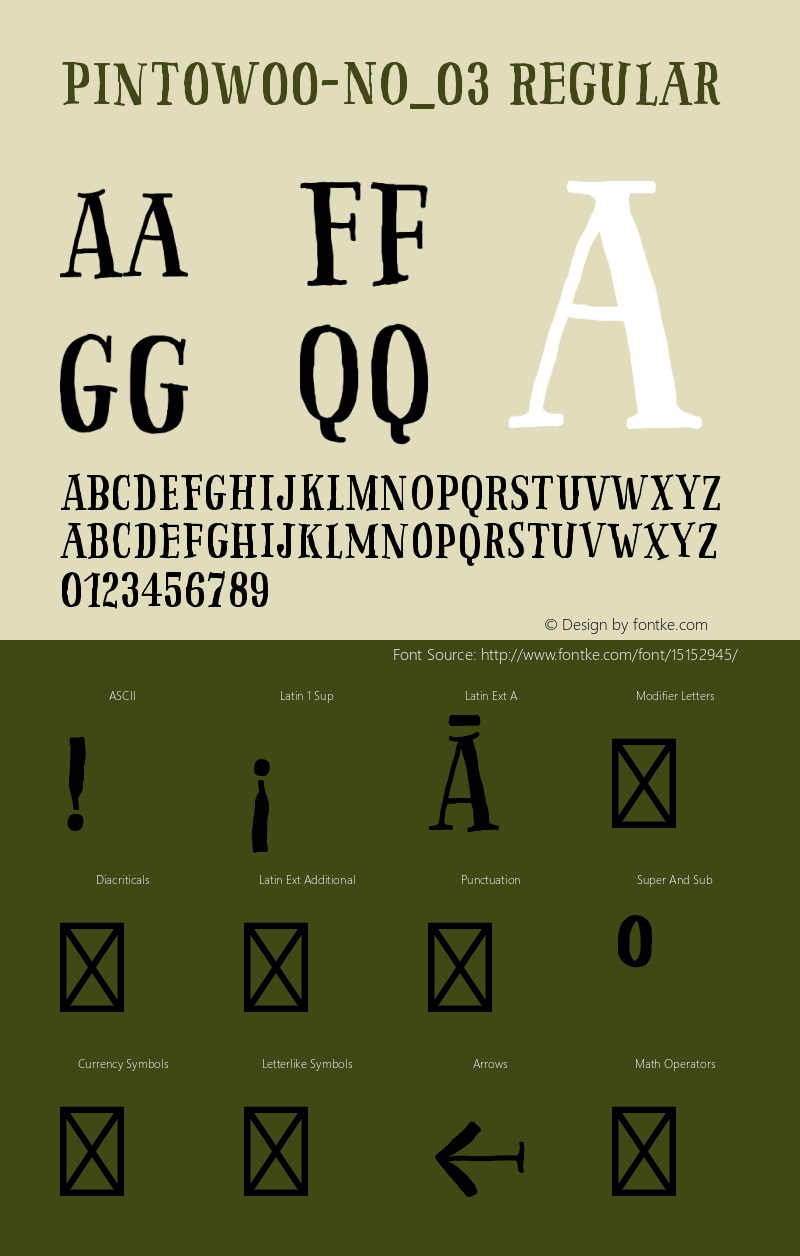 PintoW00-NO_03 Regular Version 1.65 Font Sample