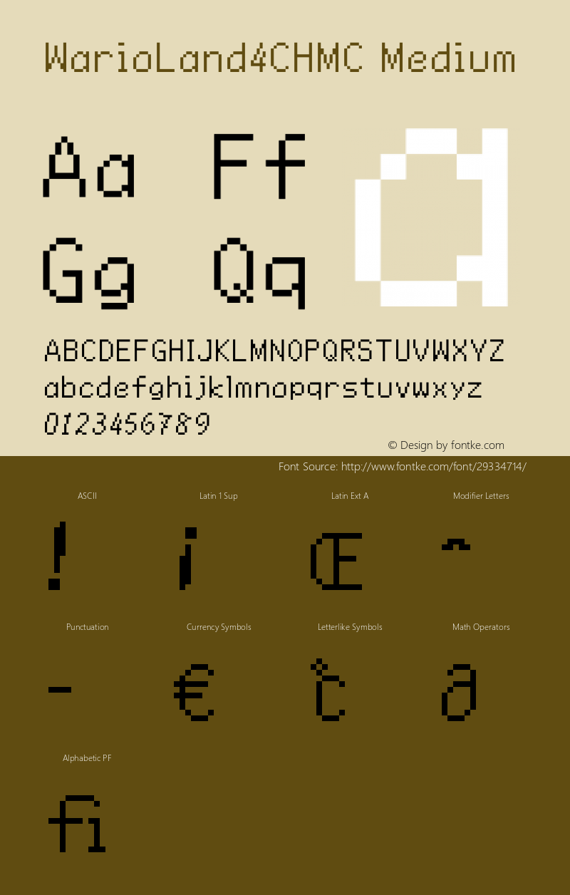 WarioLand4CHMC Version 001.000 Font Sample