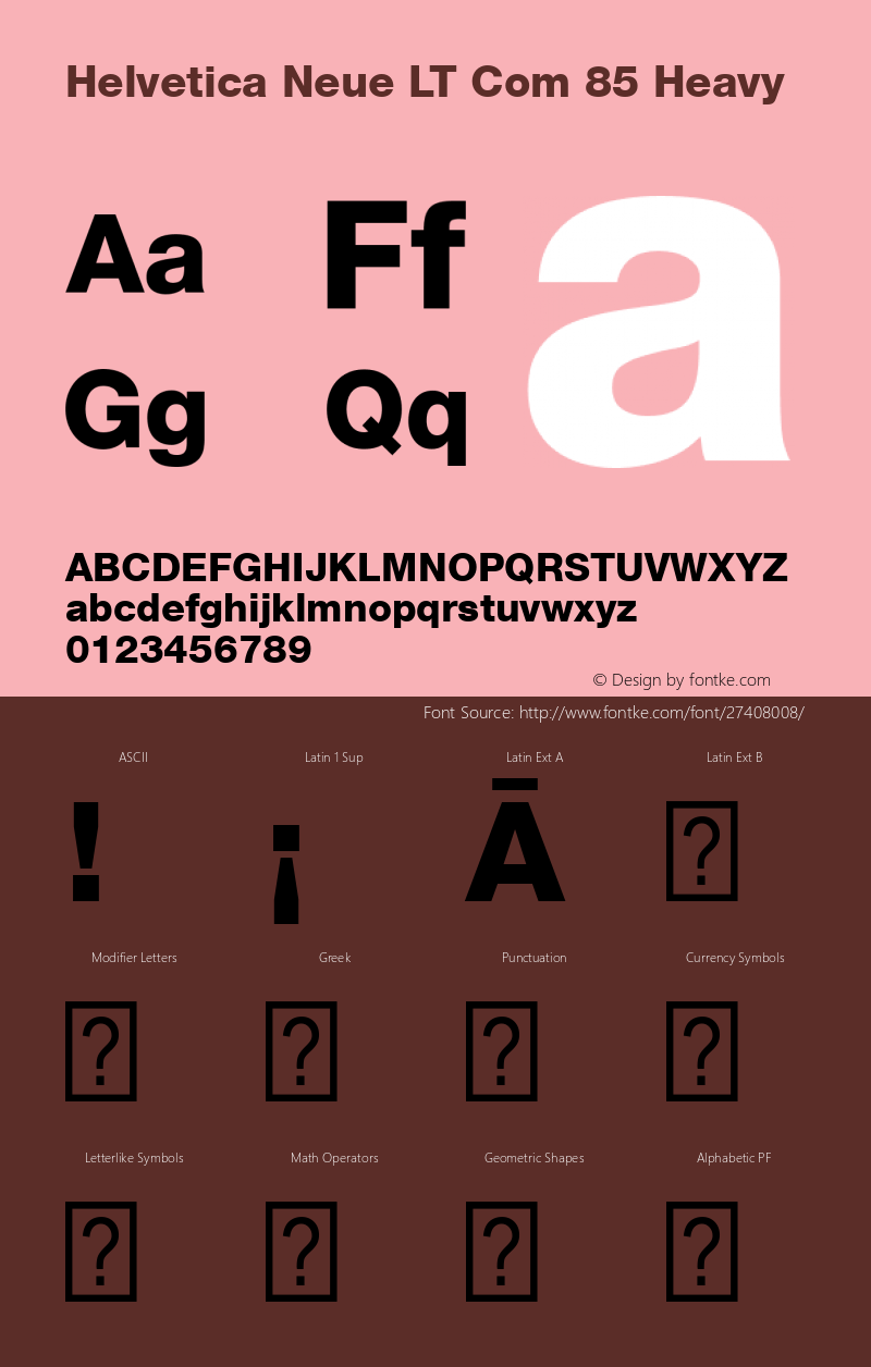 Helvetica Neue LT Com 85 Heavy Version 2.30 Font Sample