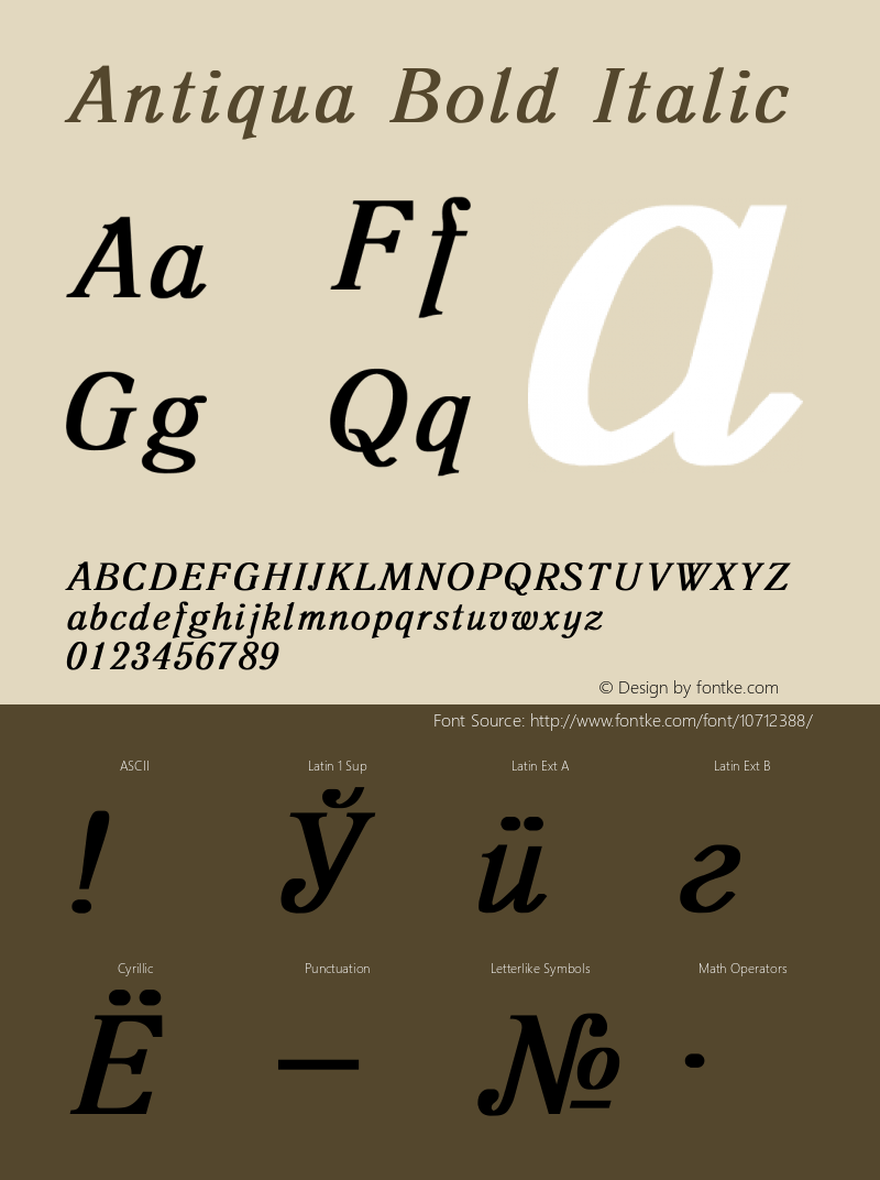 Antiqua Bold Italic Converted from t:\ANTIQUA1.BF1 by ALLTYPE Font Sample