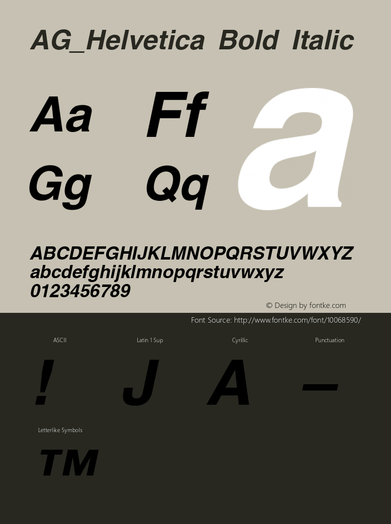 AG_Helvetica Bold Italic 001.000 Font Sample