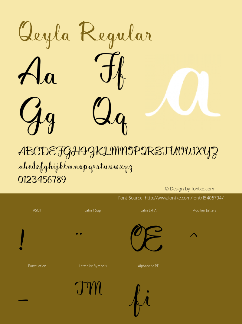 Qeyla Regular 1.000 Font Sample