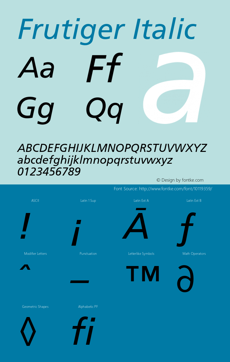 Frutiger Italic 001.000 Font Sample