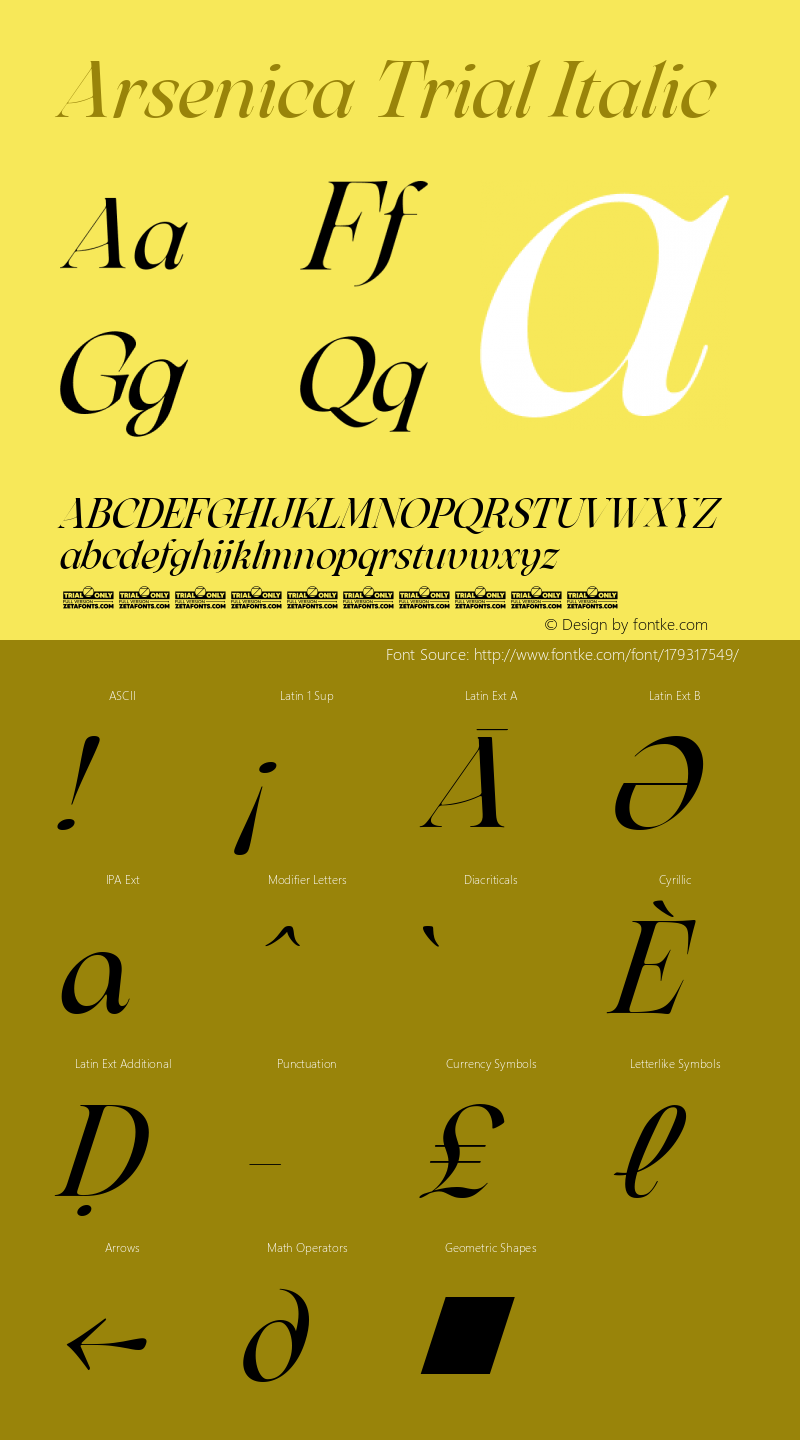 Arsenica Trial Italic Version 0.004图片样张