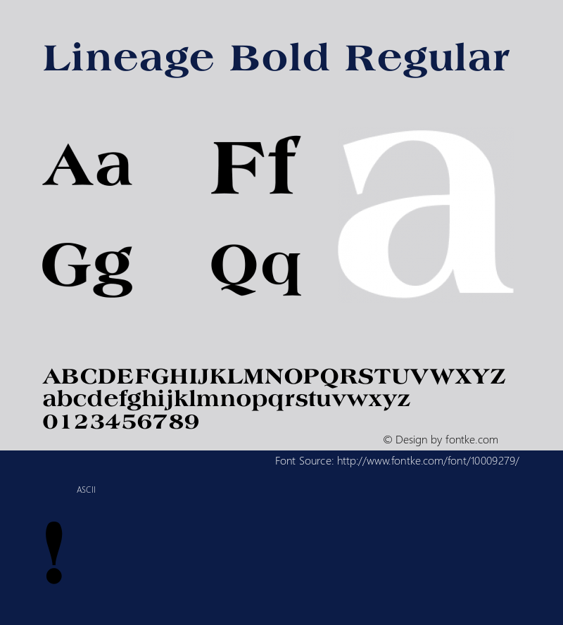 Lineage Bold Regular Unknown Font Sample