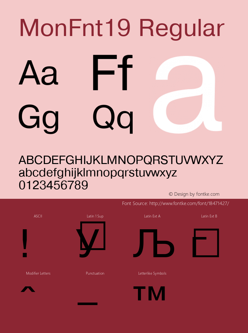 MonFnt19 Regular Version 1.00 Font Sample