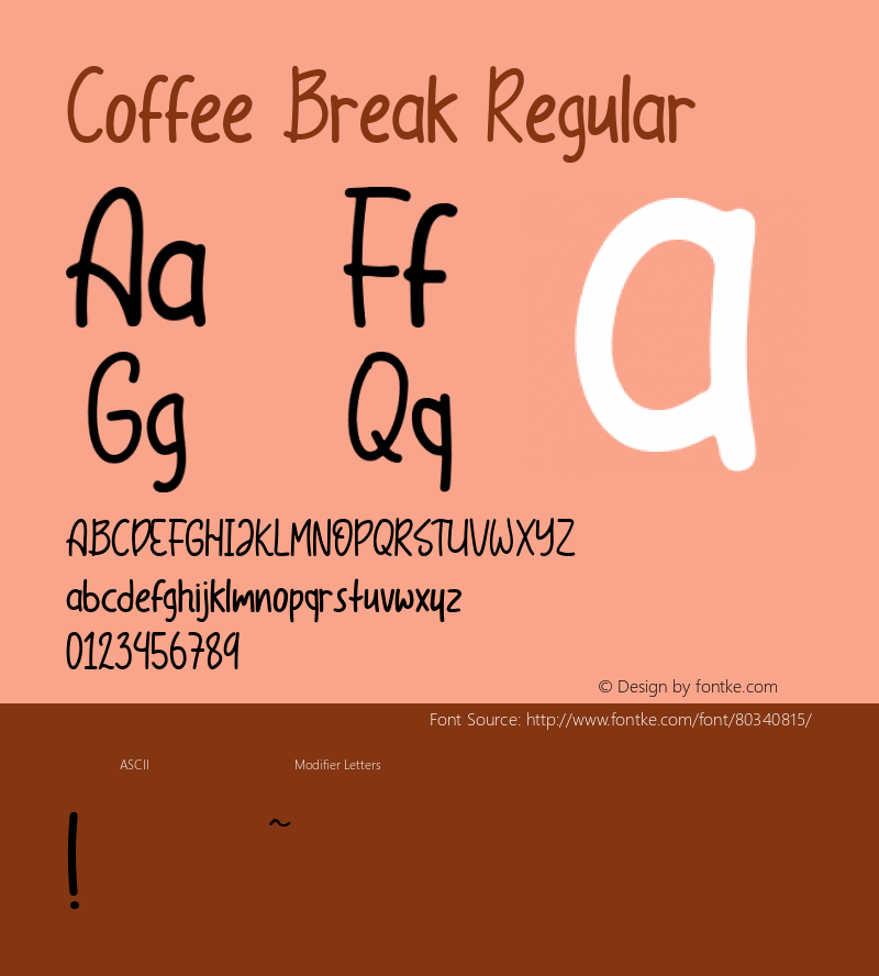 Coffee Break Version 1.000 Font Sample