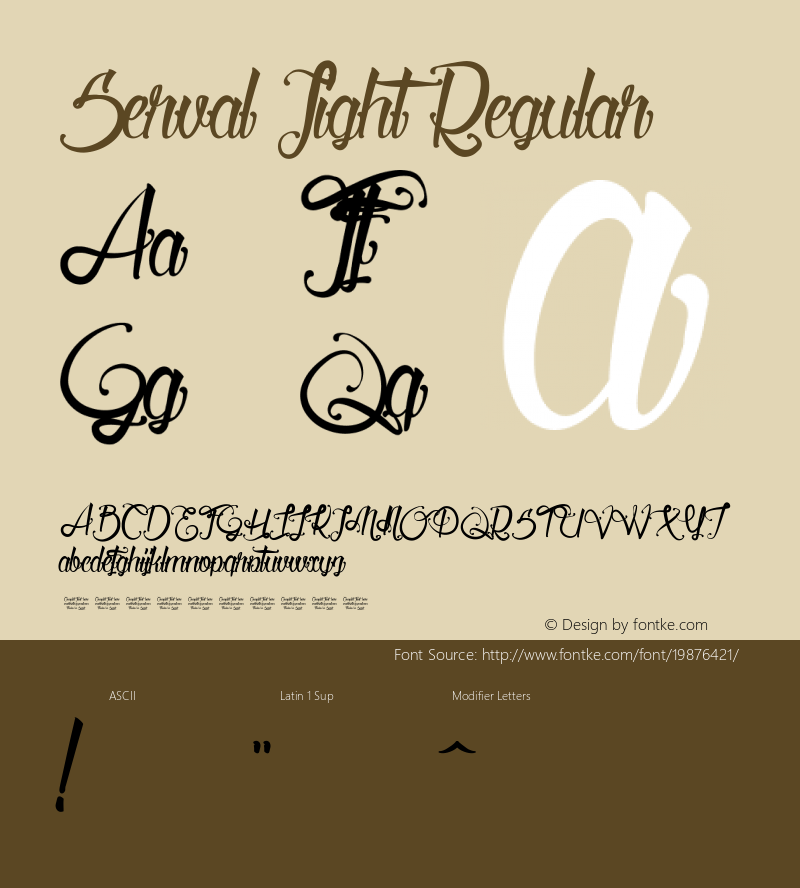 Serval Light Version 001.000 Font Sample