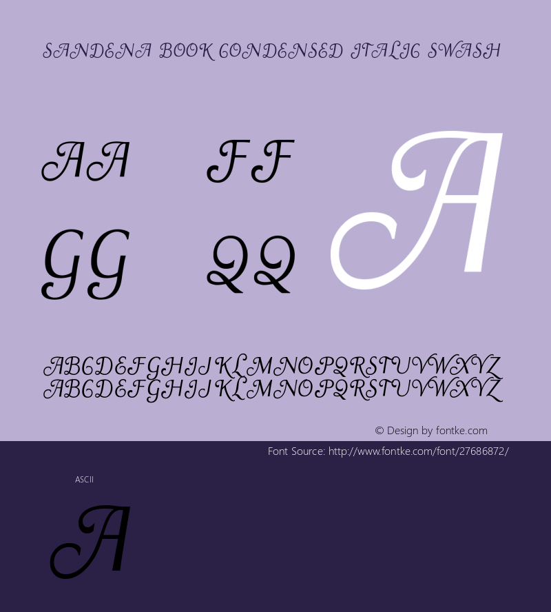 Sandena-BookCondensedItalicSwas Version 1.000 Font Sample