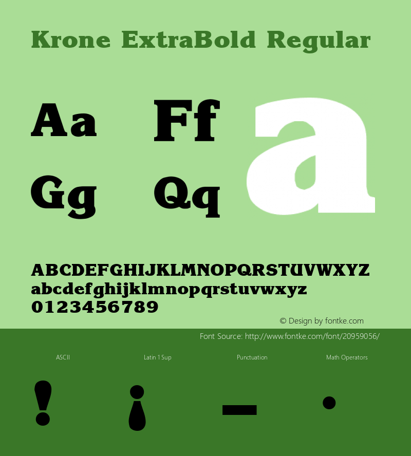 Krone ExtraBold Regular (C)opyright 1992 W.S.I.  4/02/92 Font Sample