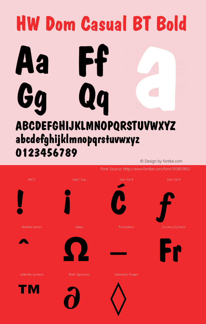 HW Dom Casual BT Bold Mary Font Sample