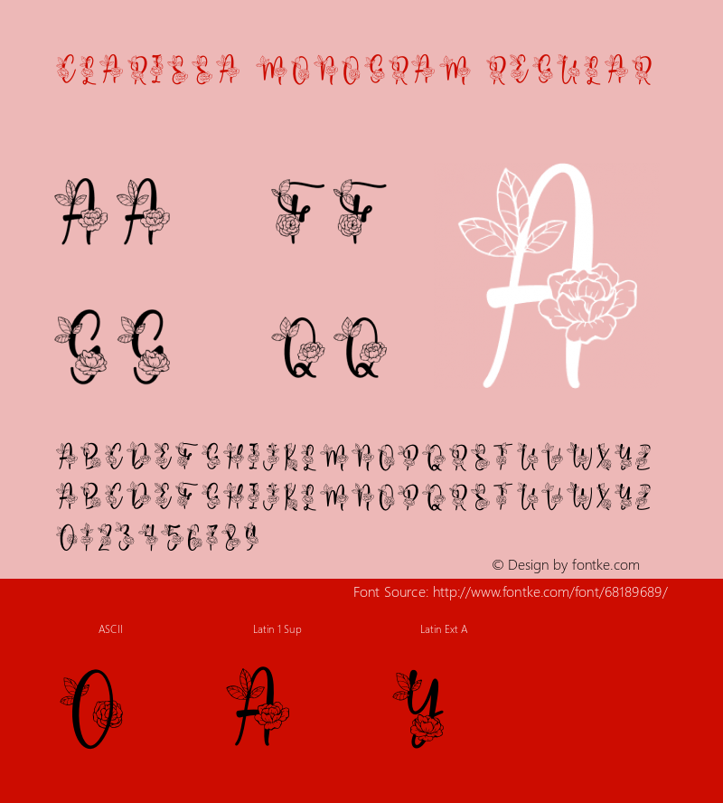 Clarissa Monogram Version 1.00;June 21, 2020;FontCreator 12.0.0.2567 32-bit Font Sample