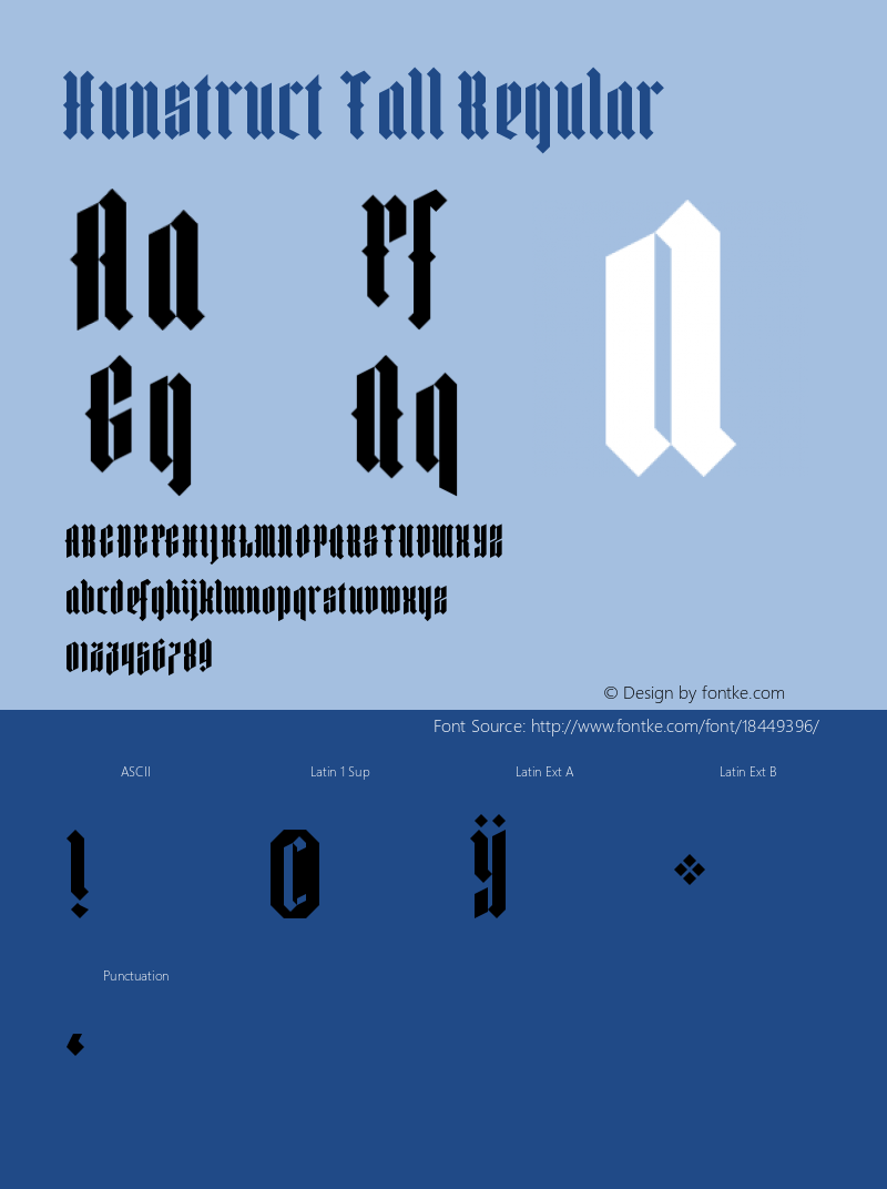 Hunstruct Tall Regular Version 1.0 Font Sample