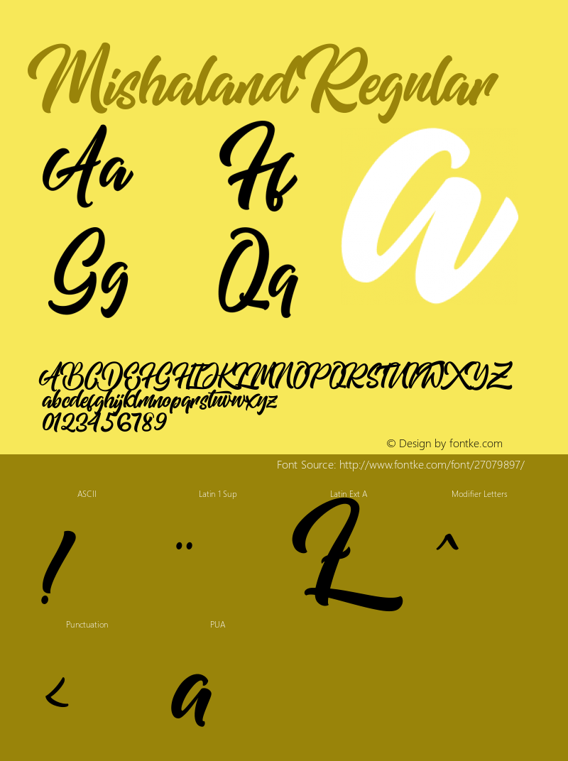 Mishaland Version 1.000 Font Sample