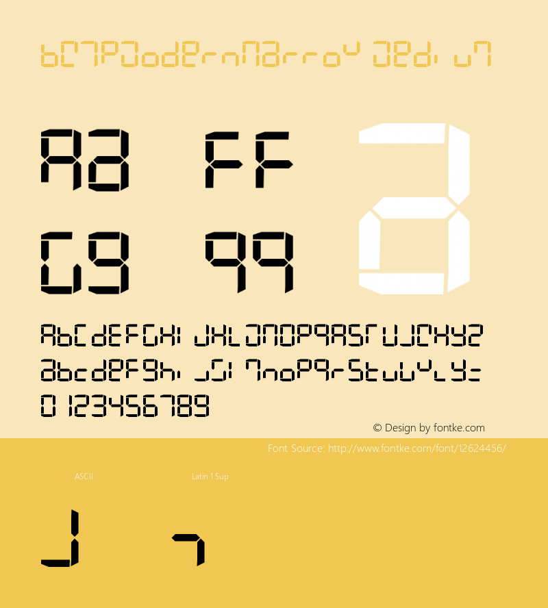 BW7pModernNarrow Medium Version 001.000 Font Sample