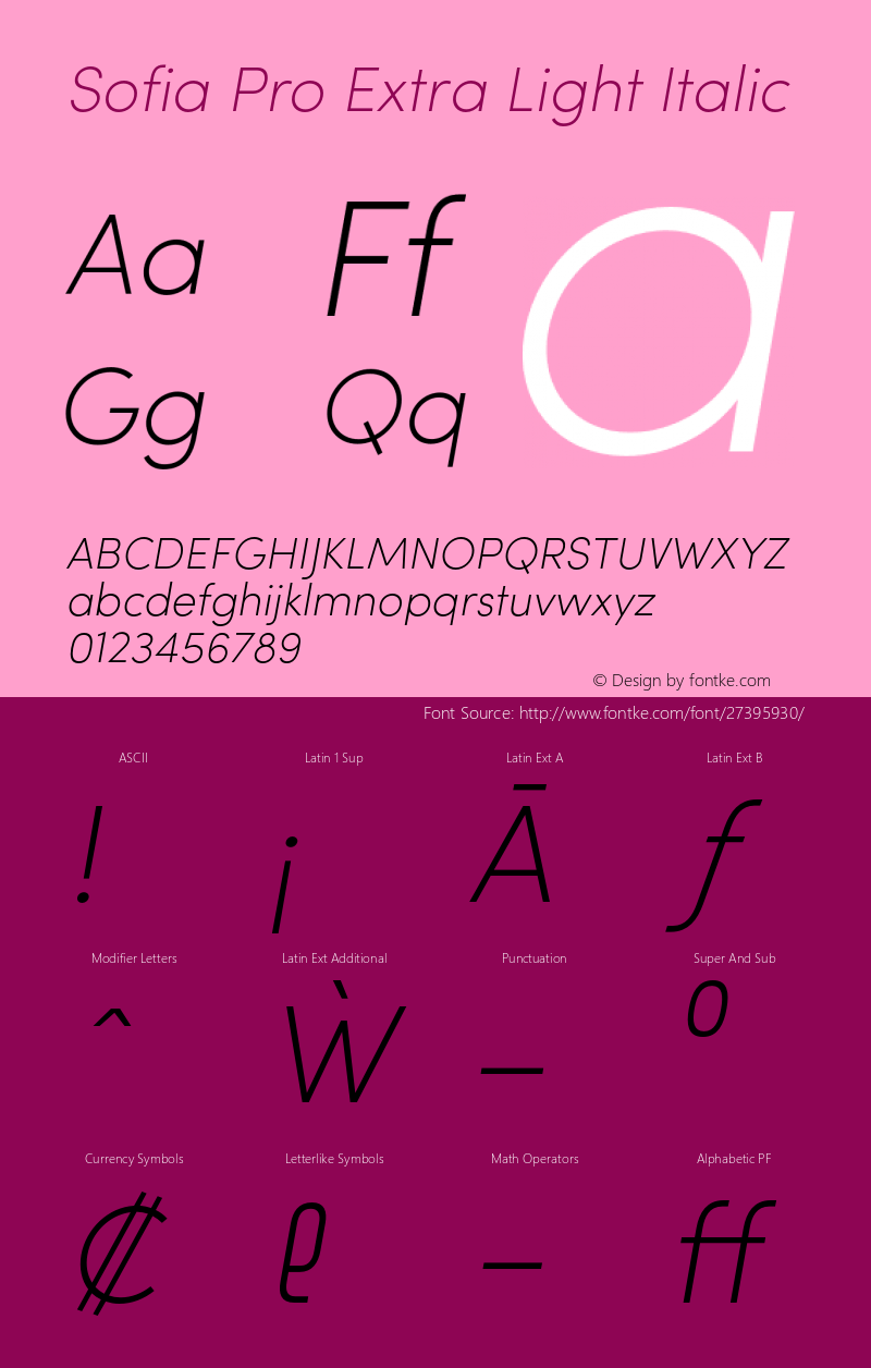 SofiaPro-ExtraLightItalic Version 002.001 Font Sample