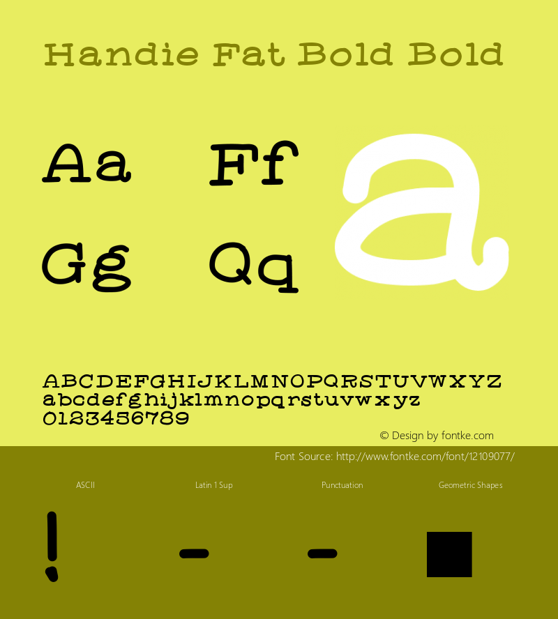 Handie Fat Bold Bold Version 001.000 Font Sample