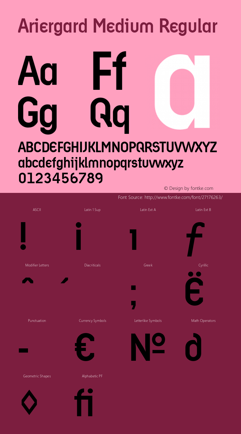 AriergardMedium Version 1.000 2005 initial release Font Sample