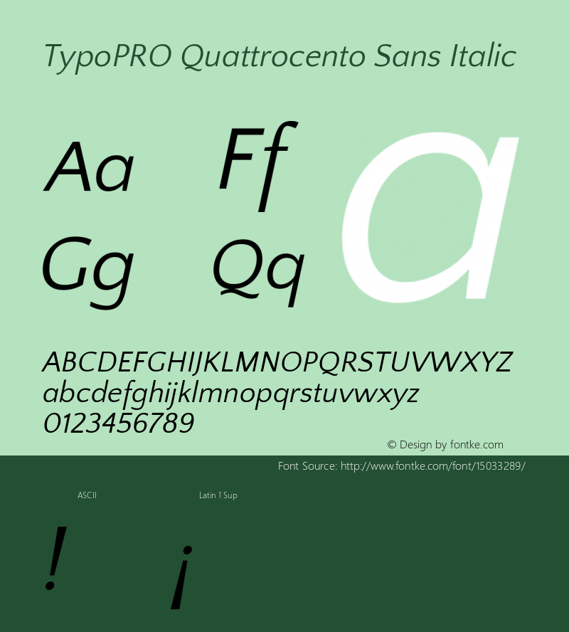 TypoPRO Quattrocento Sans Italic Version 2.000 Font Sample