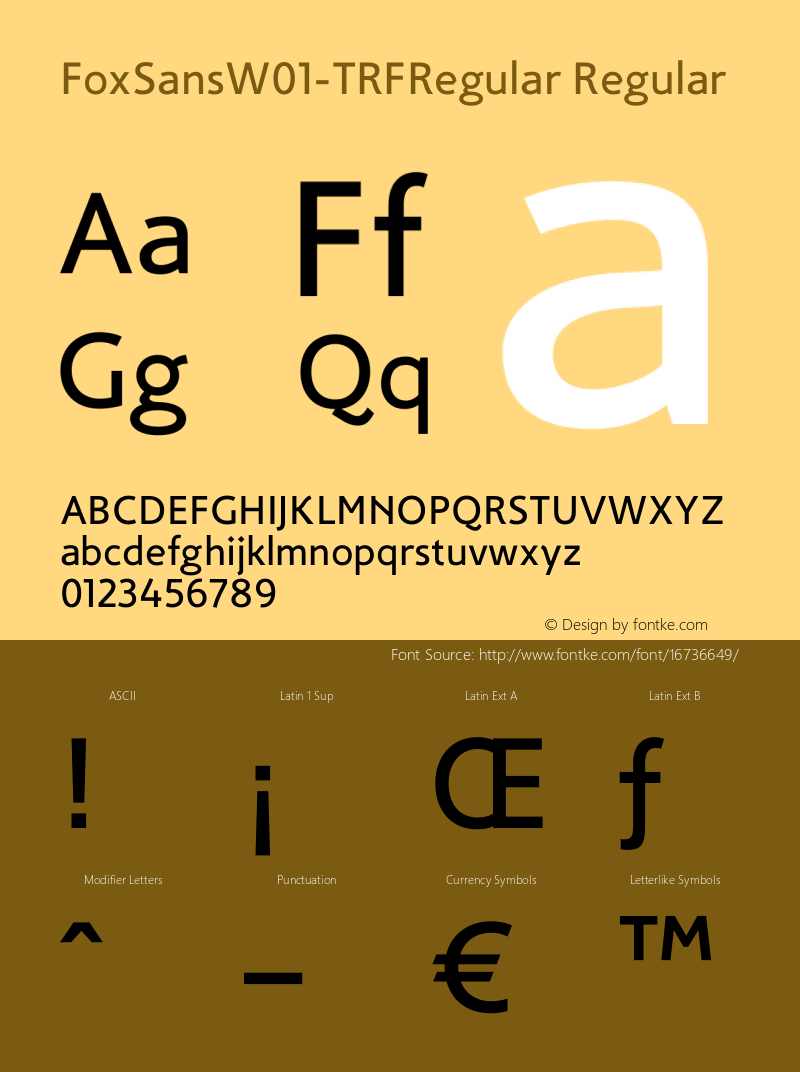 FoxSansW01-TRFRegular Regular Version 1.00 Font Sample